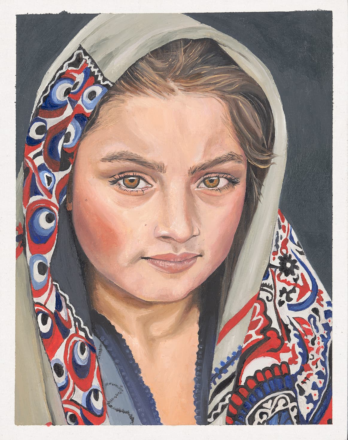 Young Lady, 2022, Moroccan-inspired oil painting by Meryem Berrada
