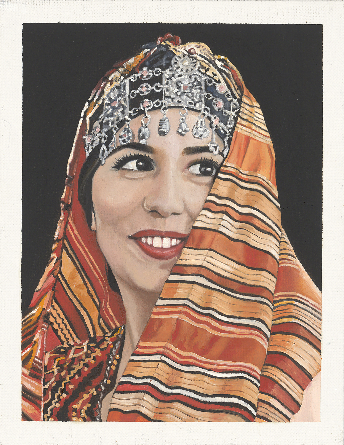 Orange Day, 2022, Moroccan-inspired oil painting by Meryem Berrada