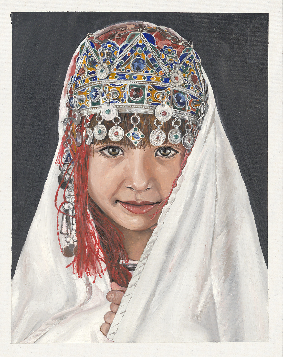 The Younger, 2022, Moroccan-inspired oil painting by Meryem Berrada